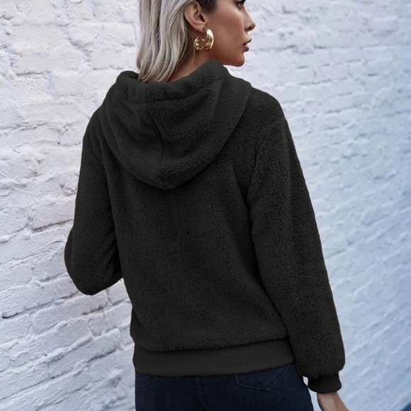 Teddy fleece hoodie sweatshirt camel tan - Picture 5 of 6